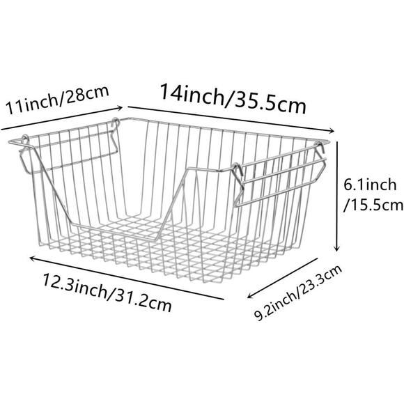 2 - White Metal Shelf Storage Baskets Organizer for Kitchen Cabinet or Fridge - Picture 5 of 5